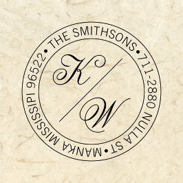Elegante Rücksendeadresse Circular Wedding Initial Permastempel