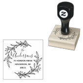 Elegante Rücksendeadresse für Blumenkranz Gummistempel (Stempel)