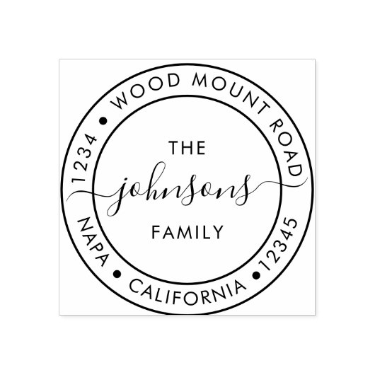 Elegante Rücksendeadresse für Familienname Skript Gummistempel (Prägung)