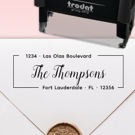 Elegante Rücksendeadresse für Familienname Skript Permastempel