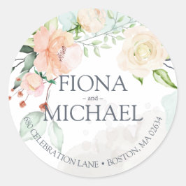 Elegante Rücksendeadresse für Hochzeiten mit Wasse Runder Aufkleber