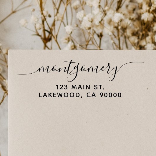 Elegante Rücksendeadresse Kalligrafie Selbstfärbun Permastempel