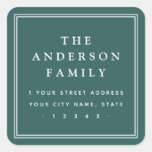 Elegante Rücksendeadresse mit Pinienbäumen Quadratischer Aufkleber (Vorderseite)