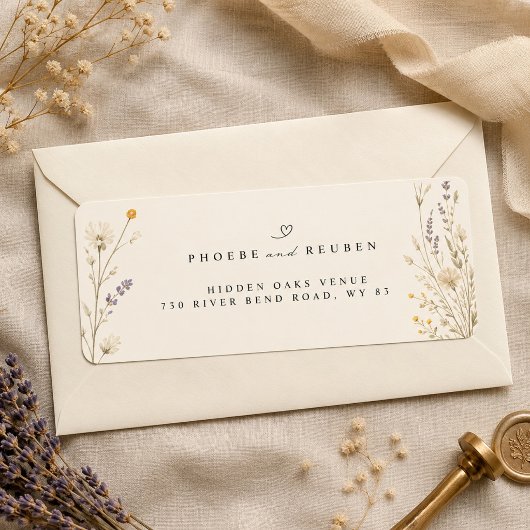 Elegante Rücksendeadresse mit Wildblumen