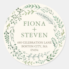 Elegante Rücksendeadresse Watercolor Grüne Runder Aufkleber