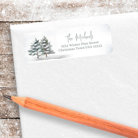 Elegante Rücksendeadresse Watercolor Pine