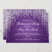 Elegante Ruhestands-Party-Nacht blenden Lila Einladung (Vorne/Hinten)