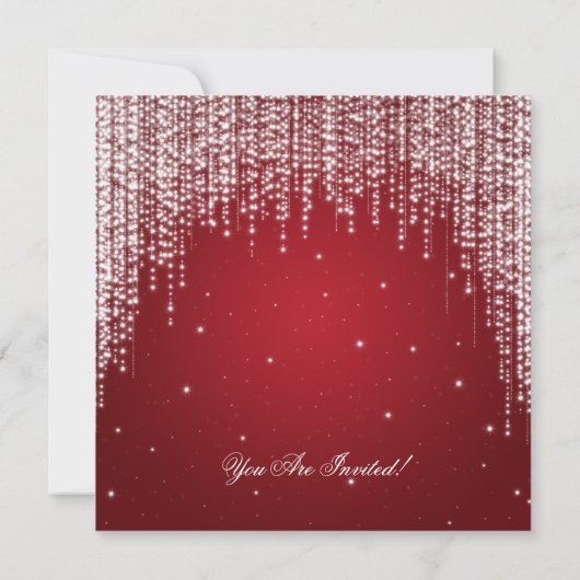 Elegante Ruhestands-Party-Nacht blenden Rot Einladung (Rückseite)