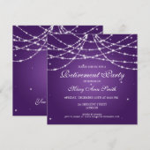 Elegante Ruhestands-Party-Schnur der Sterne lila Einladung (Vorne/Hinten)