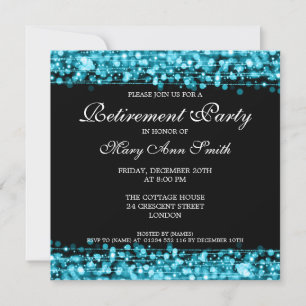 Elegante Ruhestands-Party-Türkis-Glitzern Einladung