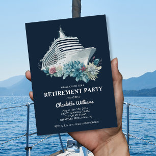 Elegante Ruhestandsfeier Kreuzfahrtschiff Silber Folieneinladung