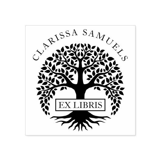 Elegante Runde Bäume Individuelle Name Gummistempel (Prägung)