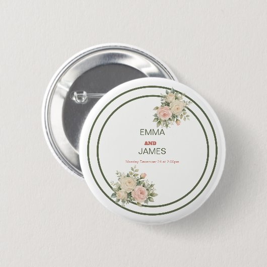 Elegante runde Eukalyptus-Aufkleber im Wasserfarbe Button (Vorne & Hinten)