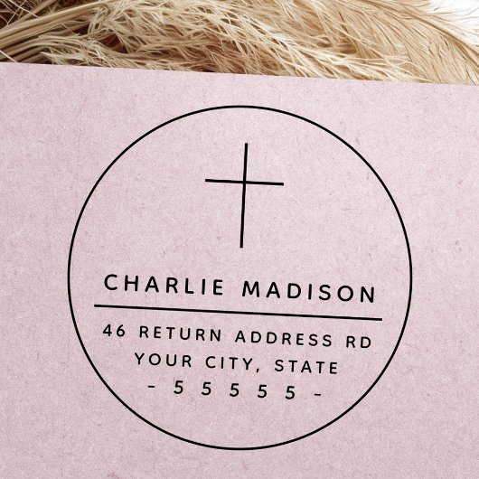 Elegante, runde Rahmen Christliche Rücksendeadress Gummistempel