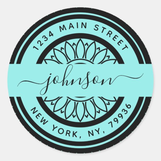 Elegante runde Rücksendeadresse, eigene Kreation Runder Aufkleber (Vorderseite)