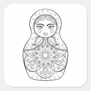 Elegante Russian Doll Quadratischer Aufkleber