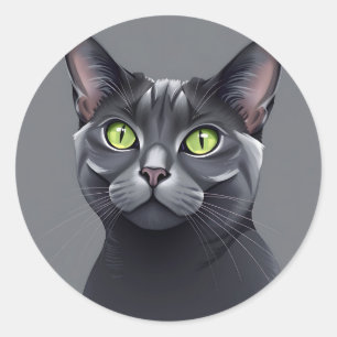 Elegante russische blaue Katze mit atemberaubenden Runder Aufkleber
