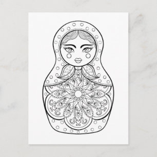 Elegante russische Puppe Postkarte