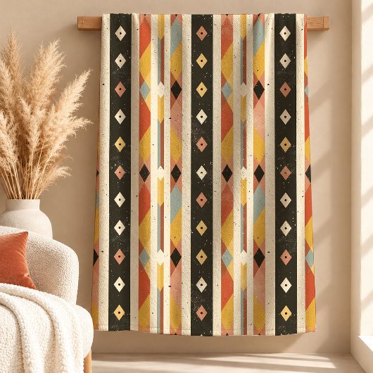 Elegante Rust-Sage-Geometric-Boho-Decke Fleecedecke