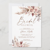 Elegante Rust Terracotta Pampas Boho Brautparty Einladung (Vorderseite)