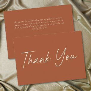 Elegante Rust Terrakotta Minimalistische Hochzeit Dankeskarte