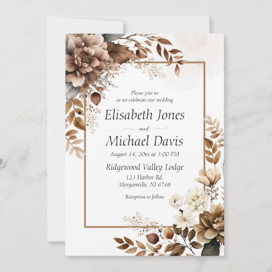 Elegante Rustic Boho Einladung (Vorderseite)