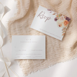 Elegante Rustic Boho Fall Floral Wedding RSVP Card Mitteilungskarte