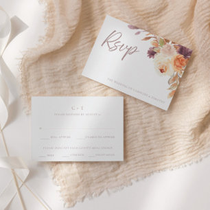 Elegante Rustic Boho Fall Floral Wedding RSVP Card Mitteilungskarte