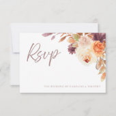 Elegante Rustic Boho Fall Floral Wedding RSVP Card Mitteilungskarte (Vorderseite)
