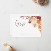 Elegante Rustic Boho Fall Floral Wedding RSVP Card Mitteilungskarte (Vorderseite/Rückseite Beispiel)
