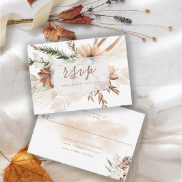 Elegante Rustic Boho Floral Pampas RSVP Card