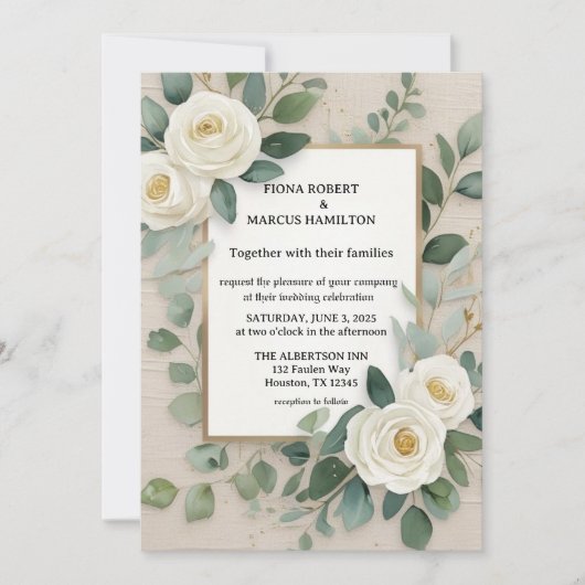 Elegante Rustic Boho Floral Wedding Einladung (Vorderseite)