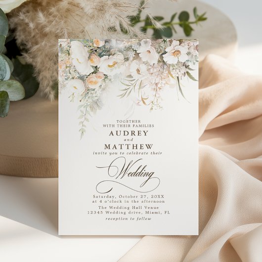 Elegante Rustic Boho Floral Wedding Einladung