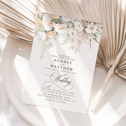 Elegante Rustic Boho Floral Wedding Einladung