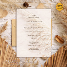 Elegante Rustic Boho Pampas Grass Wedding Einladung