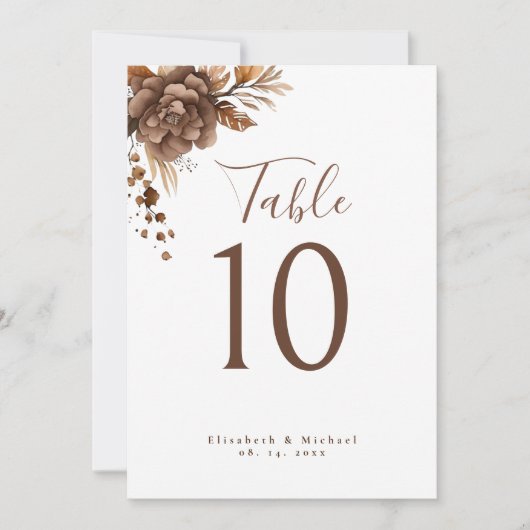 Elegante Rustic Boho Tischnummer (Vorderseite)