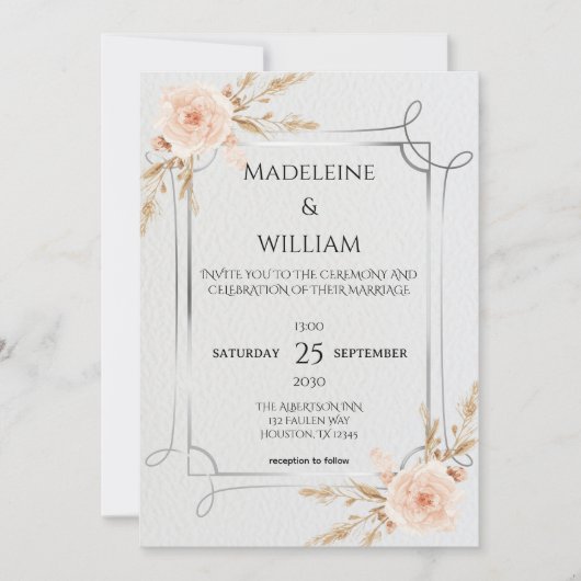 Elegante Rustic Boho Wildblumen Hochzeit Einladung (Vorderseite)