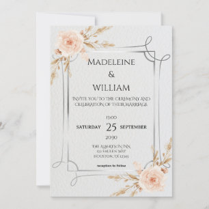 Elegante Rustic Boho Wildblumen Hochzeit Einladung