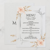 Elegante Rustic Boho Wildblumen Hochzeit Menükarte (Vorne/Hinten)