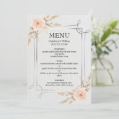 Elegante Rustic Boho Wildblumen Hochzeit Menükarte (Stehend Vorderseite)