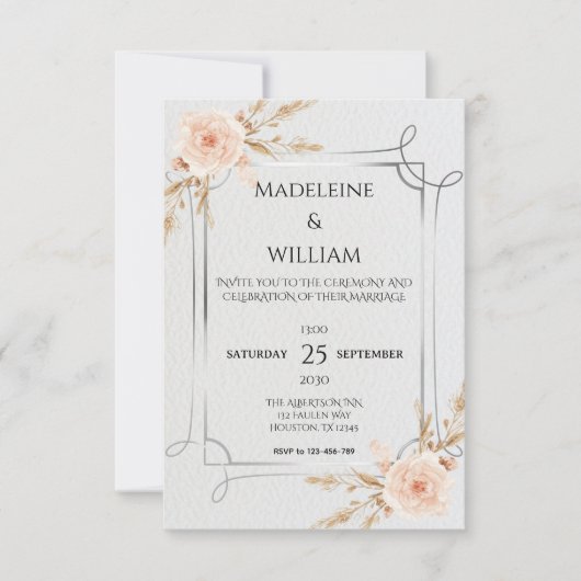 Elegante Rustic Boho Wildblumen Hochzeit RSVP Karte (Vorderseite)