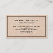 Elegante Rustic Burlap Modern Drone Fotografie Visitenkarte (Rückseite)