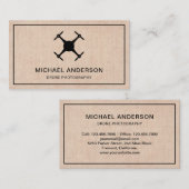 Elegante Rustic Burlap Modern Drone Fotografie Visitenkarte (Vorne/Hinten)