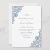Elegante Rustic Dusty Blue Lace Hochzeit Einladung (Vorderseite)