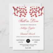 Elegante Rustic Fall Red Blätter Boho Herbsthochze Einladung (Vorderseite)