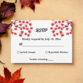 Elegante Rustic Fall Red Blätter Boho Herbsthochze RSVP Karte