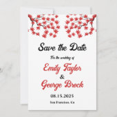 Elegante Rustic Fall Red Blätter Boho Herbsthochze Save The Date (Vorderseite)