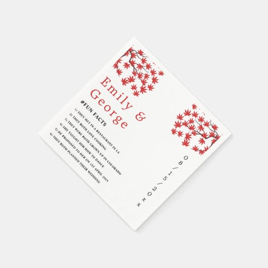 Elegante Rustic Fall Red Blätter Boho Herbsthochze Serviette (Ecke)