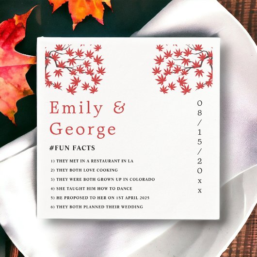 Elegante Rustic Fall Red Blätter Boho Herbsthochze Serviette