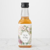 Elegante Rustic Floral Monogram Wedding Alkoholflaschenetikett (Vorderseite)
